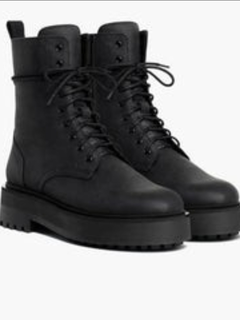 Thursday Boot Company, Matte Black Leather, Lace-Up/Zip Platform Combat Boots